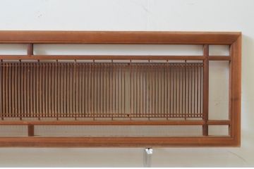 アンティーク建具　細やかに並んだ格子が美しい筬(オサ)欄間2枚セット(明り取り、明かり取り、オサランマ)(R-069524)