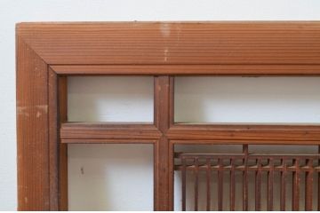 アンティーク建具　細やかに並んだ格子が美しい筬(オサ)欄間2枚セット(明り取り、明かり取り、オサランマ)(R-069524)