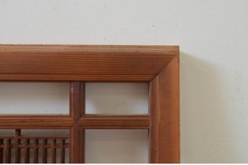 アンティーク建具　細やかに並んだ格子が美しい筬(オサ)欄間2枚セット(明り取り、明かり取り、オサランマ)(R-069524)