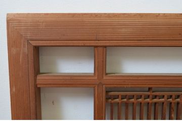 アンティーク建具　細やかに並んだ格子が美しい筬(オサ)欄間2枚セット(明り取り、明かり取り、オサランマ)(R-069524)