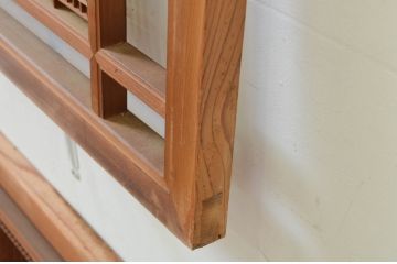 アンティーク建具　細やかに並んだ格子が美しい筬(オサ)欄間2枚セット(明り取り、明かり取り、オサランマ)(R-069524)