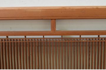 アンティーク建具　細やかに並んだ格子が美しい筬(オサ)欄間2枚セット(明り取り、明かり取り、オサランマ)(R-069524)