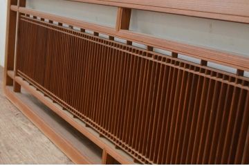 アンティーク建具　細やかに並んだ格子が美しい筬(オサ)欄間2枚セット(明り取り、明かり取り、オサランマ)(R-069524)