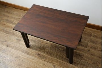 中古　松本民芸家具　柳型茶卓A　慎ましさの中に個性が光るローテーブル(センターテーブル、リビングテーブル、カフェテーブル、コーヒーテーブル、作業台)(定価約17万円)(R-069528)
