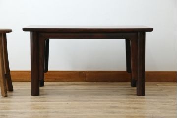 中古　松本民芸家具　柳型茶卓A　慎ましさの中に個性が光るローテーブル(センターテーブル、リビングテーブル、カフェテーブル、コーヒーテーブル、作業台)(定価約17万円)(R-069528)