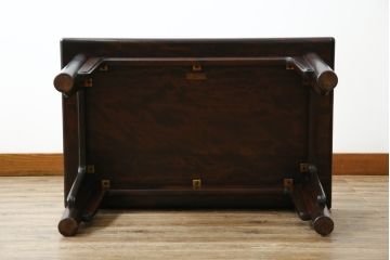 中古　松本民芸家具　柳型茶卓A　慎ましさの中に個性が光るローテーブル(センターテーブル、リビングテーブル、カフェテーブル、コーヒーテーブル、作業台)(定価約17万円)(R-069528)