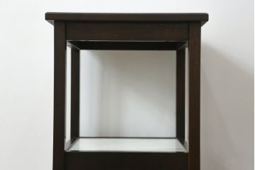 和製ビンテージ　カリモク家具(karimoku)　落ち着いたシックな色合いが魅力の電話台(サイドテーブル、コンソールテーブル、花台、飾り台、収納棚、戸棚、ヴィンテージ)(R-069530)