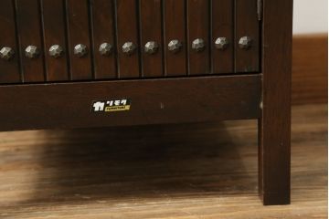 和製ビンテージ　カリモク家具(karimoku)　落ち着いたシックな色合いが魅力の電話台(サイドテーブル、コンソールテーブル、花台、飾り台、収納棚、戸棚、ヴィンテージ)(R-069530)