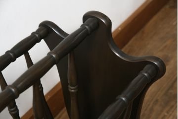 和製ビンテージ　飛騨産業　キツツキマーク　挽物のデザインがおしゃれなマガジンラック(本立て、収納、ヴィンテージ)(R-069531)