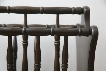 和製ビンテージ　飛騨産業　キツツキマーク　挽物のデザインがおしゃれなマガジンラック(本立て、収納、ヴィンテージ)(R-069531)