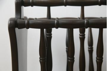和製ビンテージ　飛騨産業　キツツキマーク　挽物のデザインがおしゃれなマガジンラック(本立て、収納、ヴィンテージ)(R-069531)