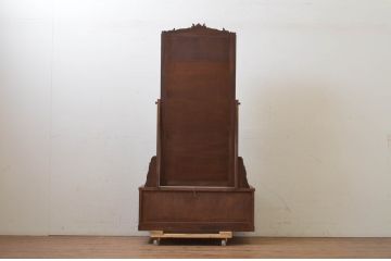 中古　軽井沢彫り　細部まで丁寧に施された桜の彫刻が美しい鏡台(ドレッサー、姿見、ミラー)(R-069535)