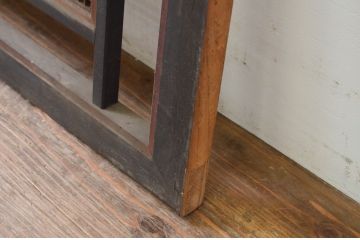 アンティーク建具　上質な和の雰囲気を高める大きな黒漆枠の筬(オサ)欄間2枚セット(明り取り、明かり取り、オサランマ)(R-069539)
