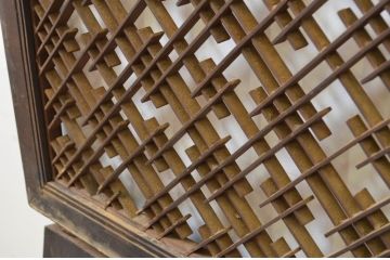 アンティーク建具　上質な和の空間を演出する大きな組子欄間2枚セット(明り取り、明かり取り)(R-069540)