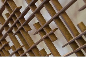 アンティーク建具　上質な和の空間を演出する大きな組子欄間2枚セット(明り取り、明かり取り)(R-069540)