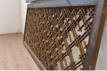 アンティーク建具　上質な和の空間を演出する大きな組子欄間2枚セット(明り取り、明かり取り)(R-069540)