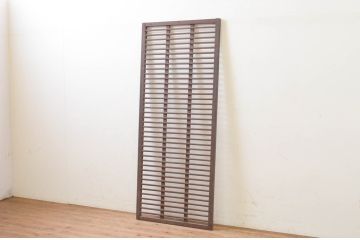 アンティーク建具　どこか懐かしい空気が漂う横格子建具1枚(ドア、木製扉、引き戸)(R-069543)