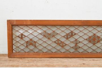 アンティーク建具　片面ガラス　凝ったデザインの組子が目を惹く組子欄間1枚(明り取り、明かり取り)(R-069545)