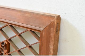アンティーク建具　片面ガラス　凝ったデザインの組子が目を惹く組子欄間1枚(明り取り、明かり取り)(R-069545)