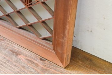 アンティーク建具　片面ガラス　凝ったデザインの組子が目を惹く組子欄間1枚(明り取り、明かり取り)(R-069545)