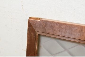 アンティーク建具　片面ガラス　凝ったデザインの組子が目を惹く組子欄間1枚(明り取り、明かり取り)(R-069545)
