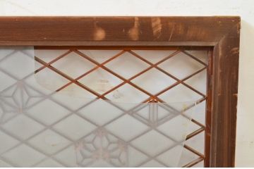 アンティーク建具　片面ガラス　凝ったデザインの組子が目を惹く組子欄間1枚(明り取り、明かり取り)(R-069545)