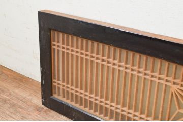 アンティーク建具　両面ガラス　和モダンなお部屋作りにおすすめな組子欄間1枚(明り取り、明かり取り)(R-069546)