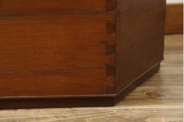 和製アンティーク　シンプルな造りと六角形デザインが素敵な箱火鉢(長火鉢、囲炉裏、木製火鉢)(R-069550)