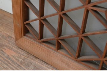 アンティーク建具　片面ガラス　和の空間作りにおすすめな組子欄間1枚(明り取り、明かり取り)(R-069569)