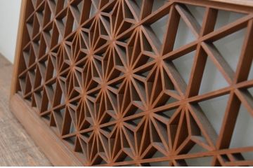 アンティーク建具　片面ガラス　和の空間作りにおすすめな組子欄間1枚(明り取り、明かり取り)(R-069569)