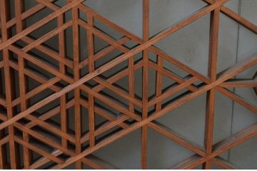 アンティーク建具　片面ガラス　和の空間作りにおすすめな組子欄間1枚(明り取り、明かり取り)(R-069569)