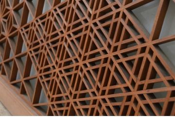 アンティーク建具　片面ガラス　和の空間作りにおすすめな組子欄間1枚(明り取り、明かり取り)(R-069569)