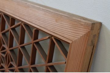 アンティーク建具　片面ガラス　和の空間作りにおすすめな組子欄間1枚(明り取り、明かり取り)(R-069569)