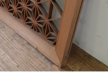 アンティーク建具　片面ガラス　和の空間作りにおすすめな組子欄間1枚(明り取り、明かり取り)(R-069569)