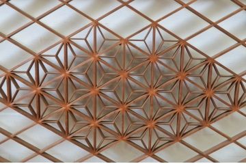 アンティーク建具　華やかなデザインが目を惹く組子欄間2枚セット(明り取り、明かり取り)(R-069571)