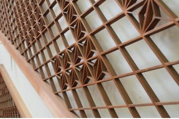 アンティーク建具　華やかなデザインが目を惹く組子欄間2枚セット(明り取り、明かり取り)(R-069571)