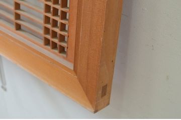 アンティーク建具　松の彫刻と組子細工入り　和風の欄間2枚セット(明り取り、明かり取り)(R-069572)