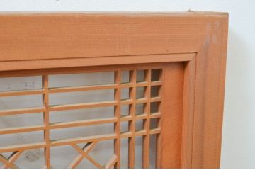 アンティーク建具　松の彫刻と組子細工入り　和風の欄間2枚セット(明り取り、明かり取り)(R-069572)