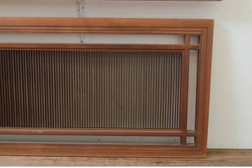アンティーク建具　特大　繊細な縦桟が美しい筬欄間2枚セット(明り取り、明かり取り、オサランマ)(R-069573)