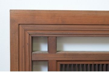 アンティーク建具　特大　繊細な縦桟が美しい筬欄間2枚セット(明り取り、明かり取り、オサランマ)(R-069573)
