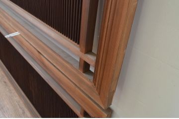 アンティーク建具　特大　繊細な縦桟が美しい筬欄間2枚セット(明り取り、明かり取り、オサランマ)(R-069573)