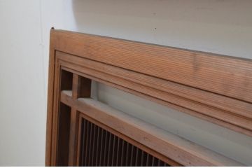 アンティーク建具　特大　繊細な縦桟が美しい筬欄間2枚セット(明り取り、明かり取り、オサランマ)(R-069573)