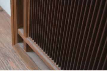 アンティーク建具　特大　繊細な縦桟が美しい筬欄間2枚セット(明り取り、明かり取り、オサランマ)(R-069573)