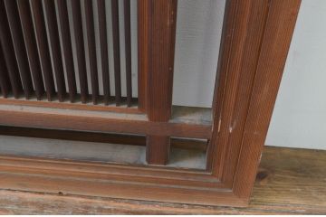 アンティーク建具　特大　繊細な縦桟が美しい筬欄間2枚セット(明り取り、明かり取り、オサランマ)(R-069573)