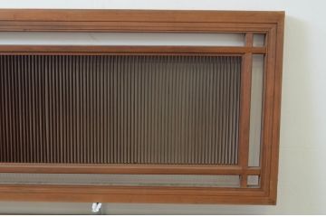 アンティーク建具　特大　繊細な縦桟が美しい筬欄間2枚セット(明り取り、明かり取り、オサランマ)(R-069573)