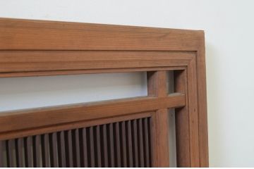 アンティーク建具　特大　繊細な縦桟が美しい筬欄間2枚セット(明り取り、明かり取り、オサランマ)(R-069573)
