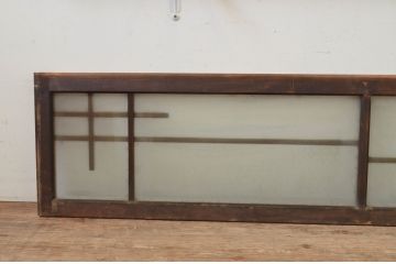 アンティーク建具　和モダンな雰囲気漂うガラス欄間2枚セット(明り取り、明かり取り)(R-069574)