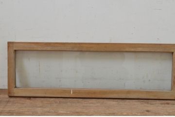 アンティーク建具　シンプルなデザインでインテリアに取り入れやすいガラス欄間2枚セット(明り取り、明かり取り)(R-069576)
