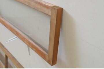 アンティーク建具　シンプルなデザインでインテリアに取り入れやすいガラス欄間2枚セット(明り取り、明かり取り)(R-069576)