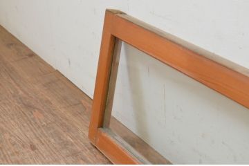 アンティーク建具　シンプルなデザインでインテリアに取り入れやすいガラス欄間2枚セット(明り取り、明かり取り)(R-069576)